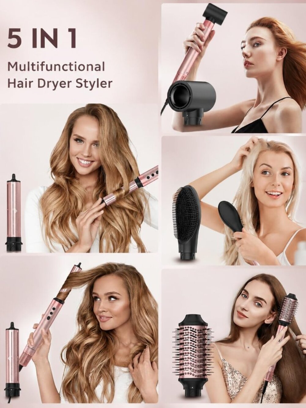 ✨Brightup 5 in 1 Air Styler - Hair Dryer Brushes Professional Automatic Curlers